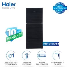Haier Refrigerator 9 Cubic Feet HRF-246 EPB Glass Door Black Color | All Pakistan 